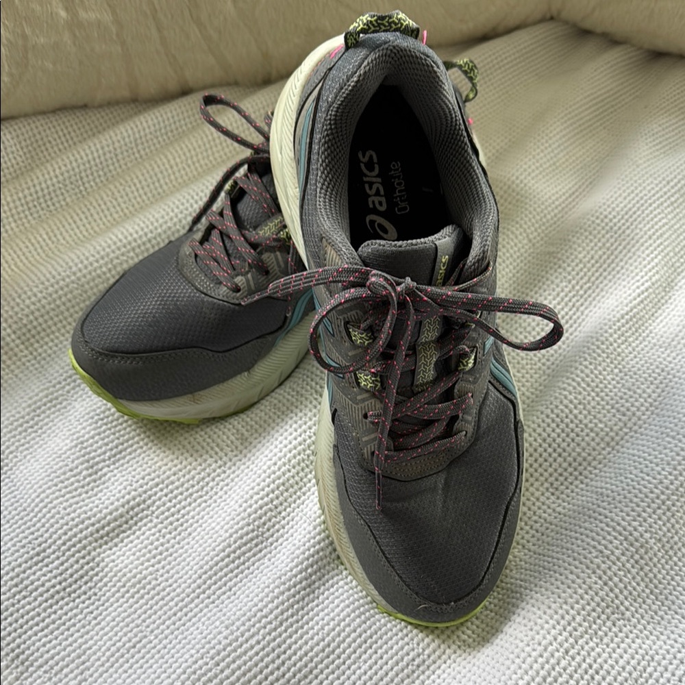 Asics Charcoal and Lime Sneakers